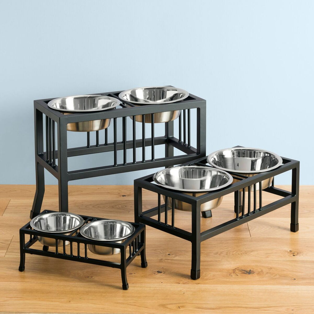 Baron Double Diner - Modern Wrought Iron, Mission Style Elevated Dog Bowl Stand (5.5" / 8" / 10" / 15" / 18")