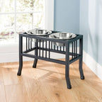 Baron Double Diner - Modern Wrought Iron, Mission Style Elevated Dog Bowl Stand (5.5" / 8" / 10" / 15" / 18")