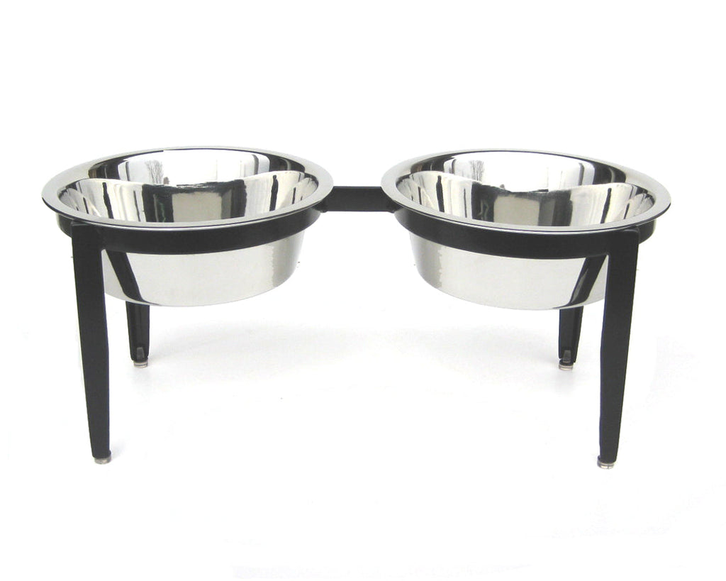 Vision Double Diner - Outdoor / Indoor Modern Angle Iron, Elevated Dog Bowls (5", 7", 10" Tall)