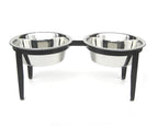 Vision Double Diner - Outdoor / Indoor Modern Angle Iron, Elevated Dog Bowls (5", 7", 10" Tall)