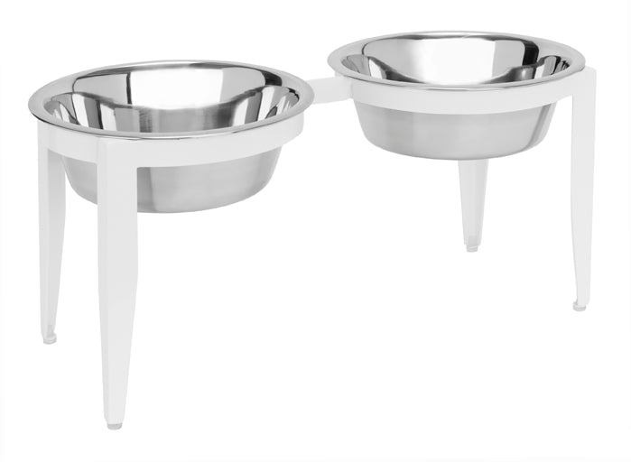 Vision Double Diner - Outdoor / Indoor Modern Angle Iron, Elevated Dog Bowls (5", 7", 10" Tall)