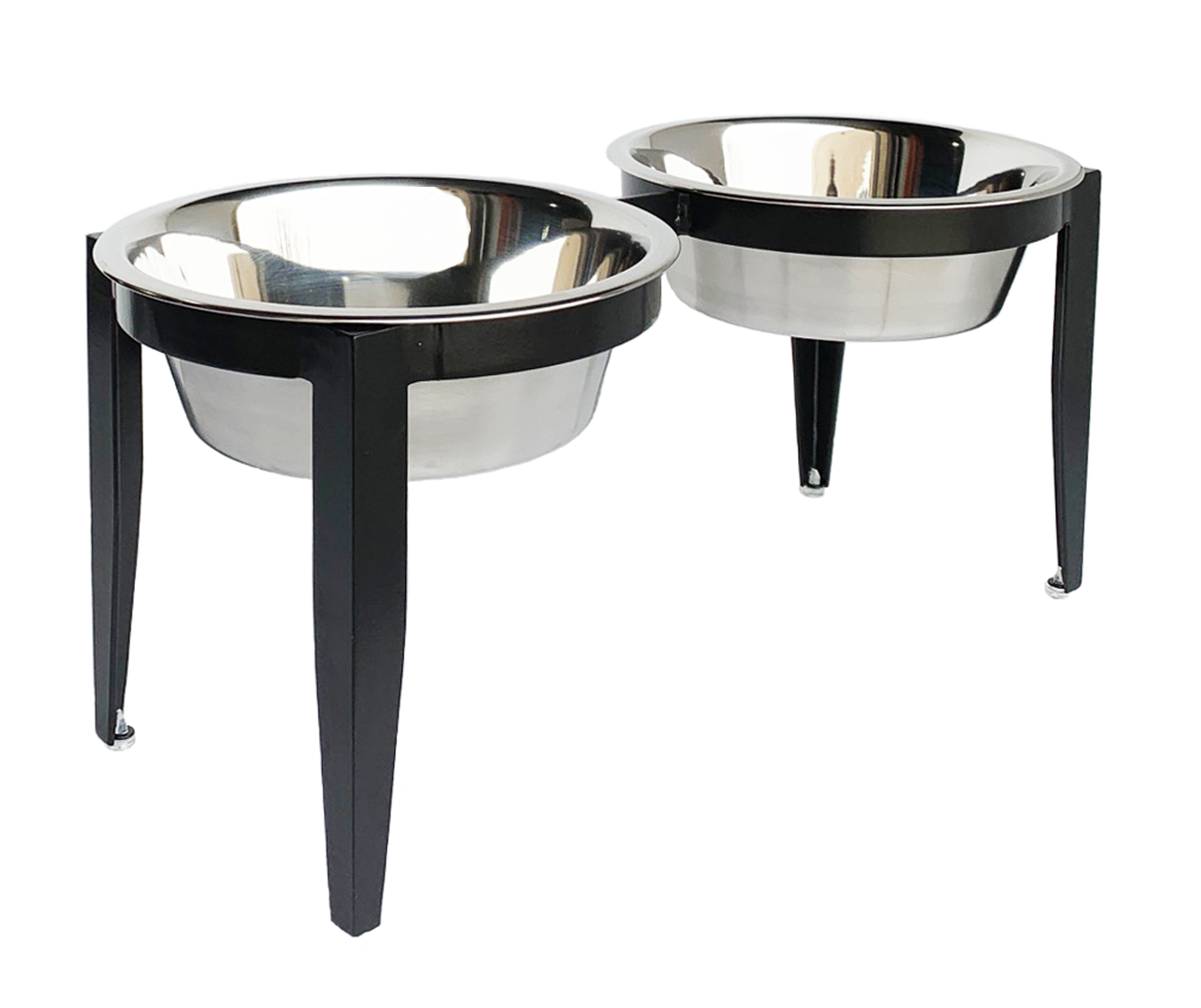 Vision Double Diner - Outdoor / Indoor Modern Angle Iron, Elevated Dog Bowls (5", 7", 10" Tall)