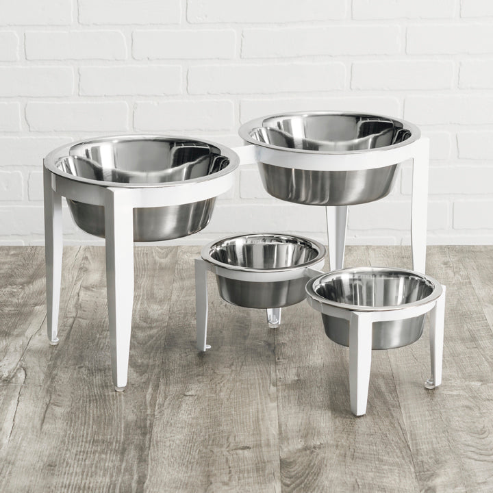 Vision Double Diner - Outdoor / Indoor Modern Angle Iron, Elevated Dog Bowls (5", 7", 10" Tall)