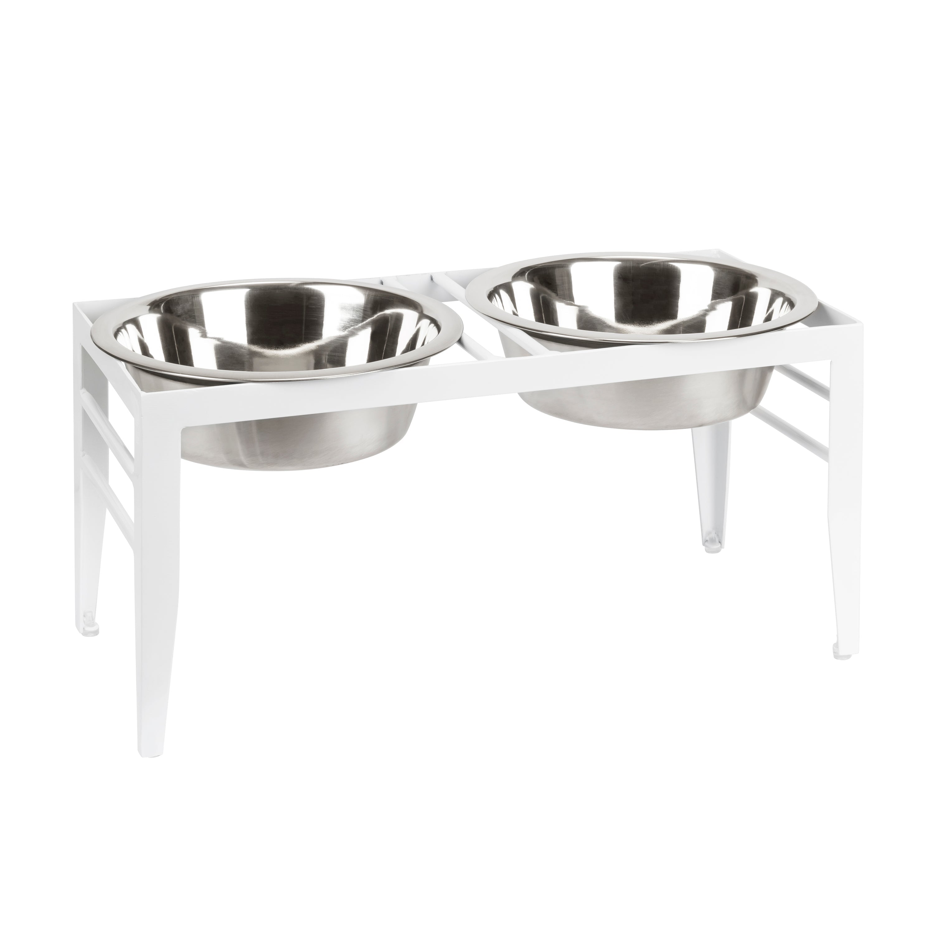 Chariot Double Diner - Architectural Angle Iron Steel Elevated Dog Bowl Stand (5" / 7" / 10" Tall)