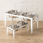 Chariot Double Diner - Architectural Angle Iron Steel Elevated Dog Bowl Stand (5" / 7" / 10" Tall)