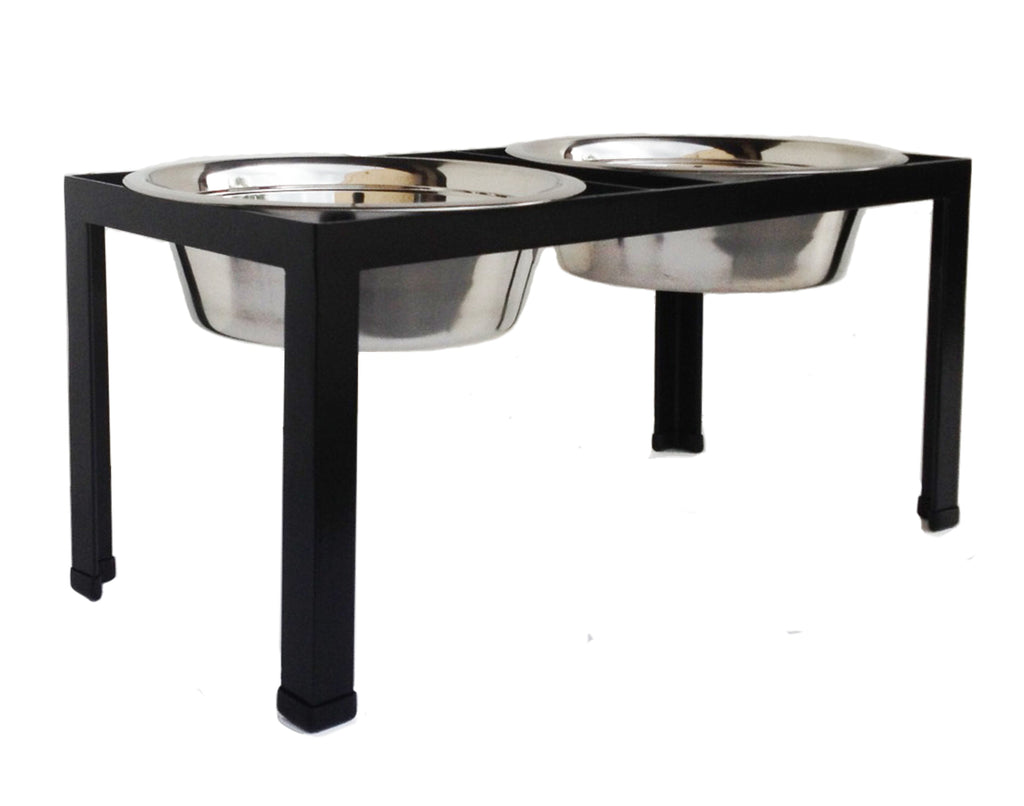 Pilsen Double Diner - Modern Outdoor / Indoor Metal Elevated Dog Bowl Stand ( 5" Small, 10" Large Dog)
