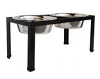 Pilsen Double Diner - Modern Outdoor / Indoor Metal Elevated Dog Bowl Stand ( 5" Small, 10" Large Dog)