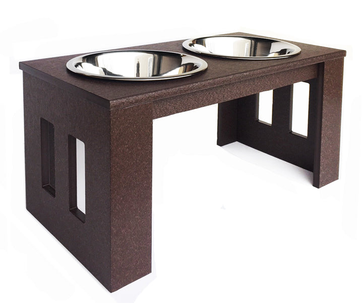 Juniper Outdoor Dog Diner - Modern Architectural Weatherproof Elevated Dog Feeder (7" Tall)