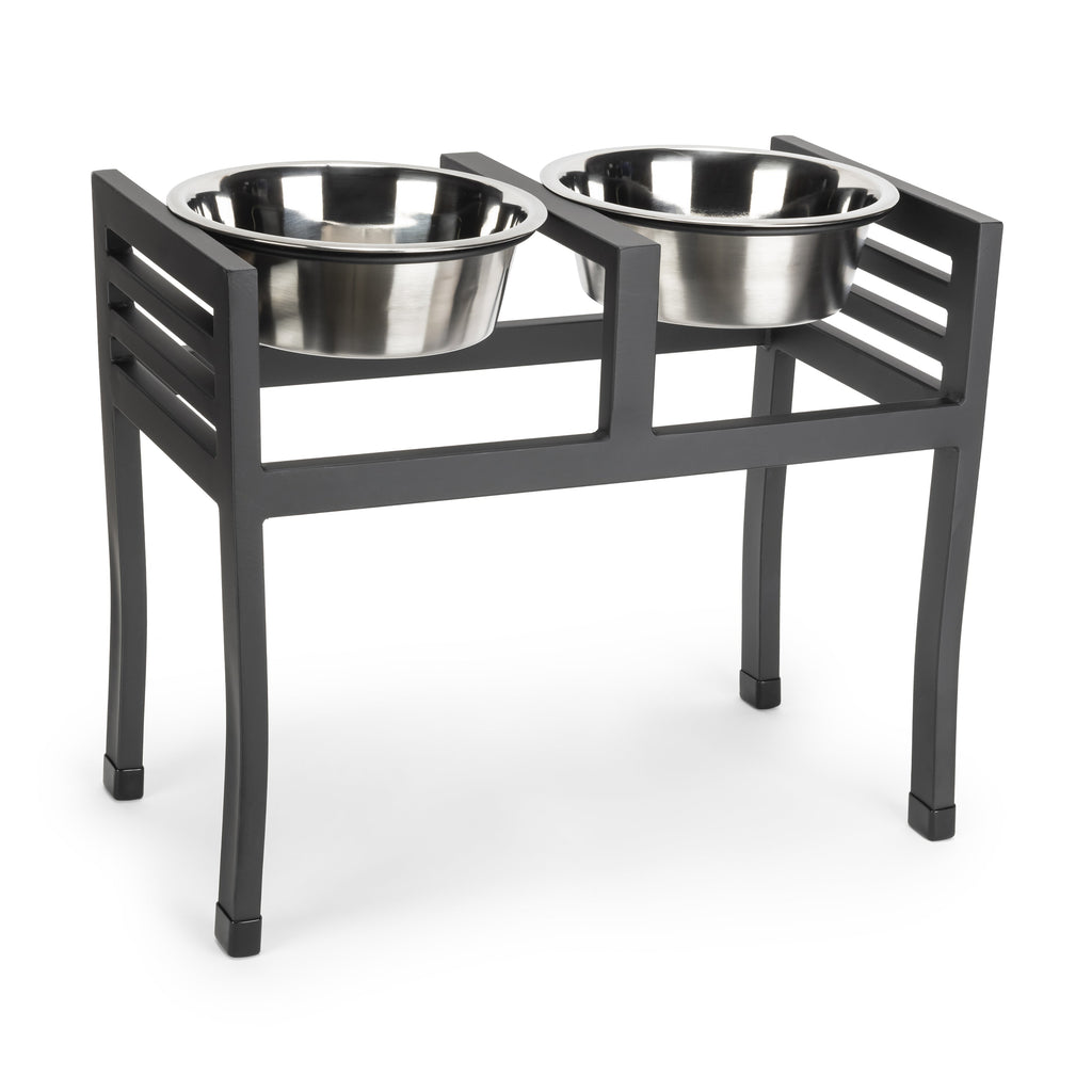 Moretti Double Diner 18" XL - Large Breed, Modern Architectural Elevated Dog Bowls w/ Metal Stand / Stainless Steel (18" Tall)