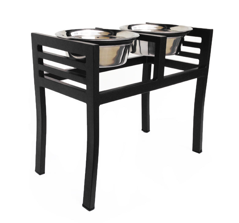 Moretti Double Diner 18" XL - Large Breed, Modern Architectural Elevated Dog Bowls w/ Metal Stand / Stainless Steel (18" Tall)