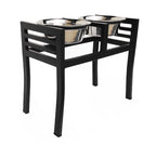 Moretti Double Diner 18" XL - Large Breed, Modern Architectural Elevated Dog Bowls w/ Metal Stand / Stainless Steel (18" Tall)