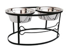 Bone Double Diner - Elevated Dog Bowl Wrought Iron Metal Stand (5" / 7" / 10" Tall)