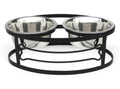 Bone Double Diner - Elevated Dog Bowl Wrought Iron Metal Stand (5" / 7" / 10" Tall)