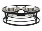 Bone Double Diner - Elevated Dog Bowl Wrought Iron Metal Stand (5" / 7" / 10" Tall)