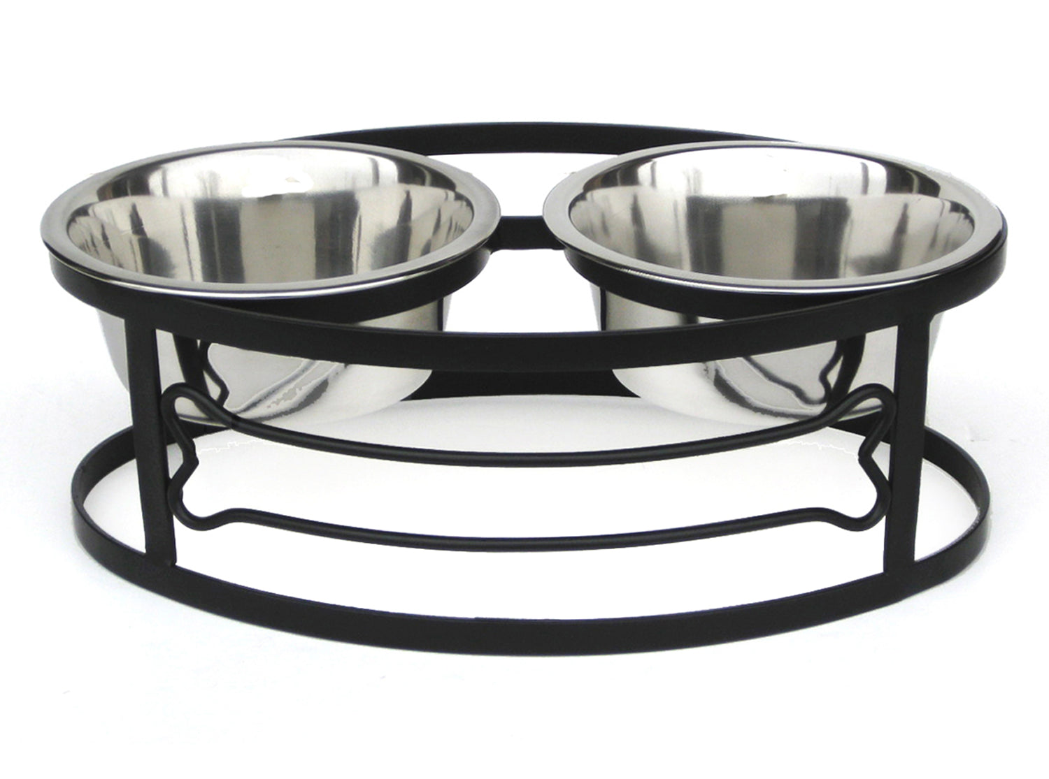 Bone Double Diner - Elevated Dog Bowl Wrought Iron Metal Stand (5" / 7" / 10" Tall)