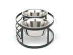 Bone Double Diner - Elevated Dog Bowl Wrought Iron Metal Stand (5" / 7" / 10" Tall)