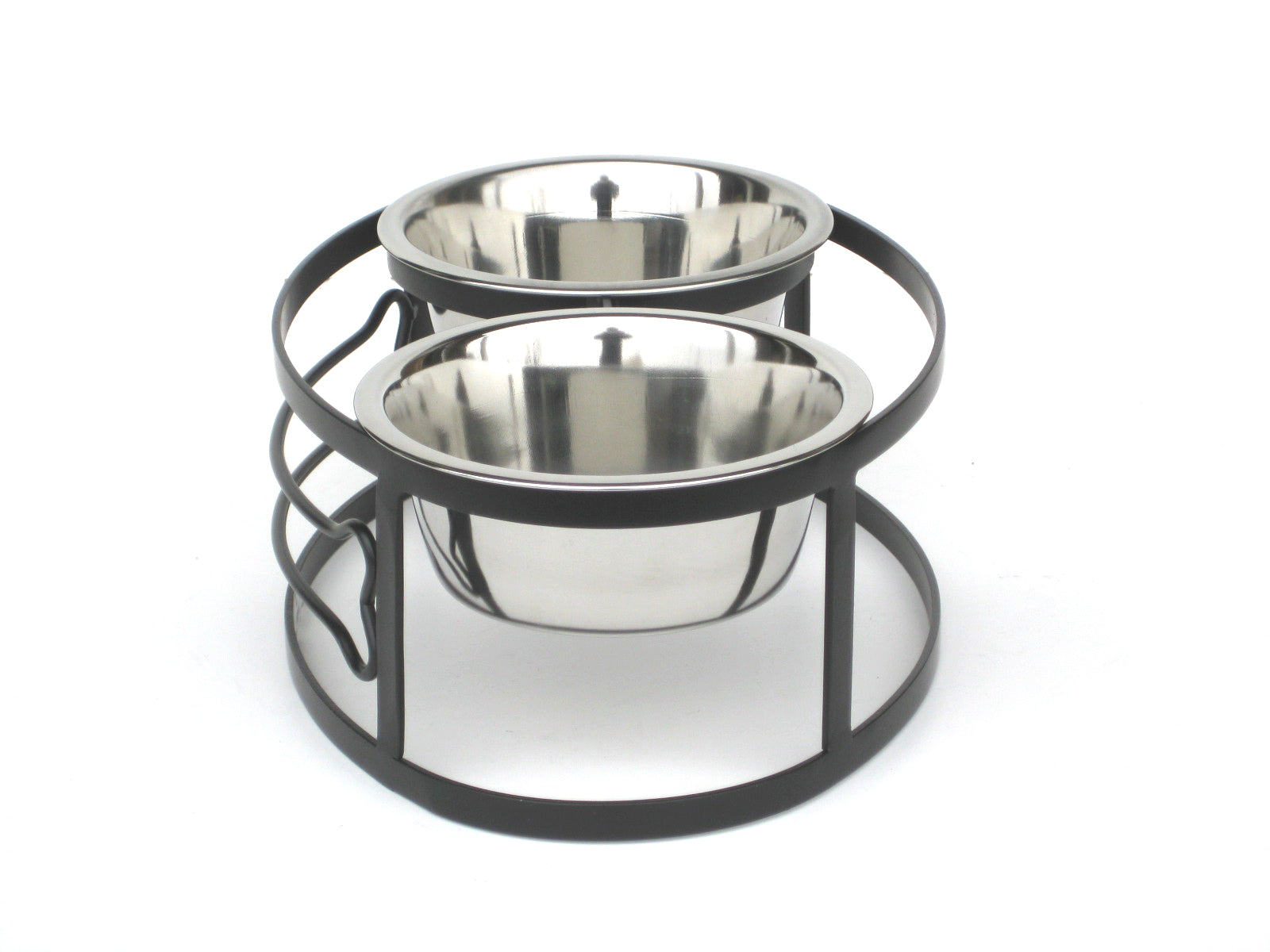 Bone Double Diner - Elevated Dog Bowl Wrought Iron Metal Stand (5" / 7" / 10" Tall)