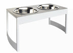 Indus Steel Double Diner - Modern Architectural Heavy Duty Elevated Dog Bowl Feeder (XS 4.5" Tall / 12" Large Dog)
