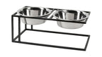 Cityline Double Diner - Outdoor / Indoor Modern Architectural Steel Elevated Dog Bowls w/ Stand (5.5" / 7" / 10" Tall)