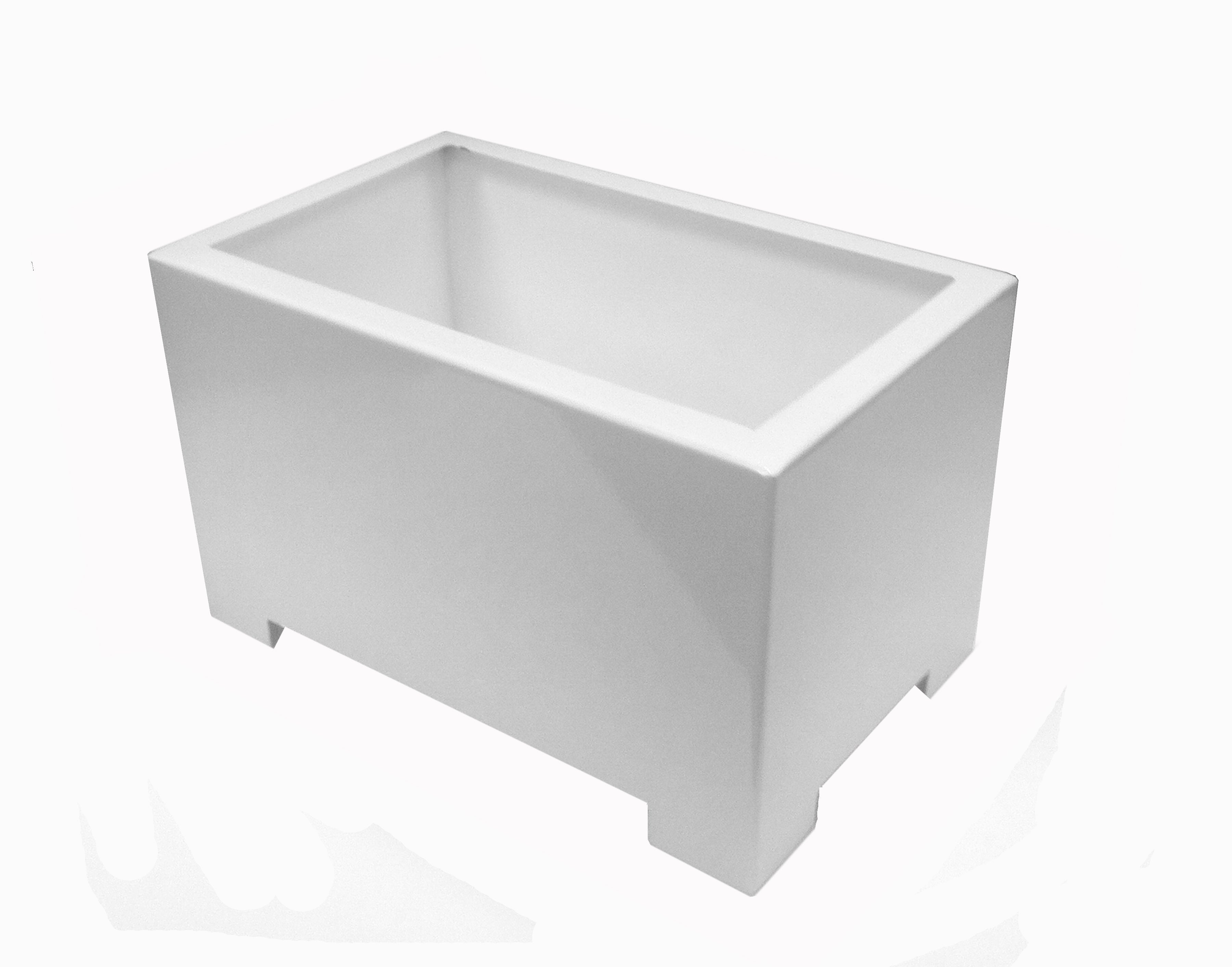 Alora Fiberglass Rectangle Planter - Long Block, Gloss White - Indoor / Outdoor (13"/ 19" / 24")