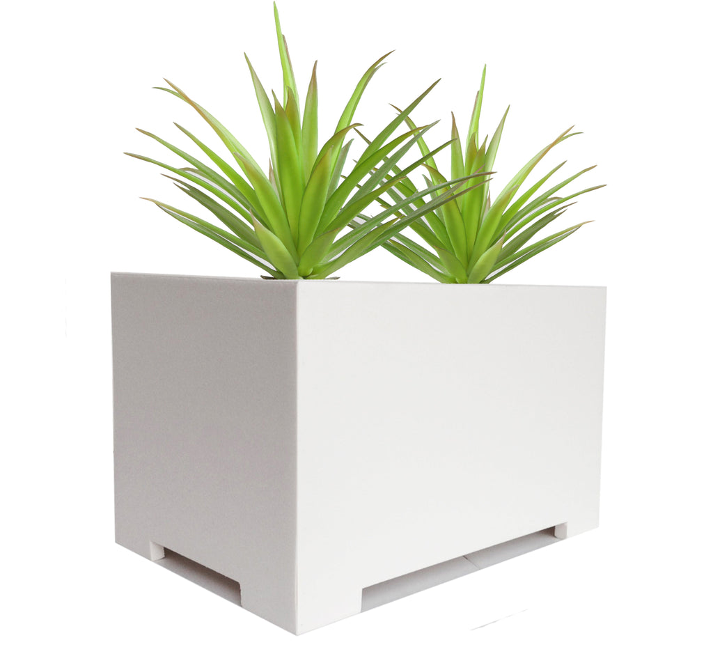 Alora Fiberglass Rectangle Planter - Long Block, Gloss White - Indoor / Outdoor (13"/ 19" / 24")