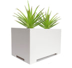 Alora Fiberglass Rectangle Planter - Long Block, Gloss White - Indoor / Outdoor (13"/ 19" / 24")