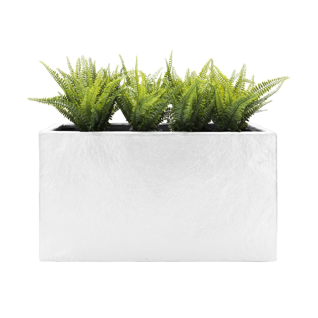 Thomas Faux Concrete Long Block Planter - Steel Reinforced Architectural Fiberglass w/ Drainage (30" L x 16" W x 16" Tall)