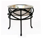 Mesh Single Diner - Contemporary Wrought Iron Stand w/ Elevated Dog Bowl Food, Water (5" / 7" / 10" Tall)
