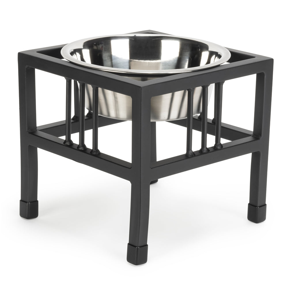 Baron Single Diner - Modern Mission Wrought Iron Stand w/ Single Elevated Dog Bowl (5.5" / 8" / 10"/ 18" Tall)