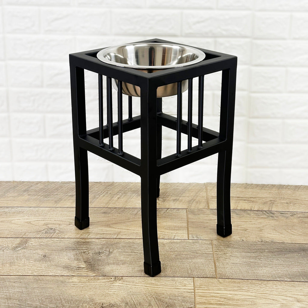 Baron Single Diner 18" Tall XL - Wrought Iron Stand, Elevated Dog Bowl Food, Water