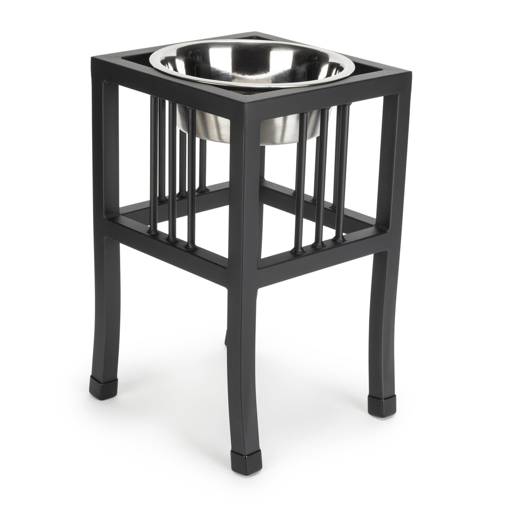 Baron Single Diner - Modern Mission Wrought Iron Stand w/ Single Elevated Dog Bowl (5.5" / 8" / 10"/ 18" Tall)