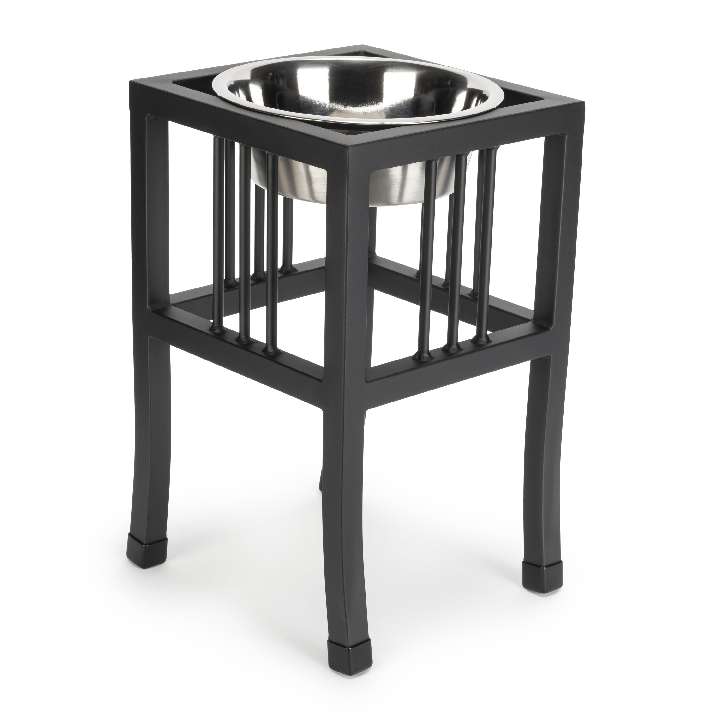 Baron Single Diner - Modern Mission Wrought Iron Stand w/ Single Elevated Dog Bowl (5.5" / 8" / 10"/ 18" Tall)