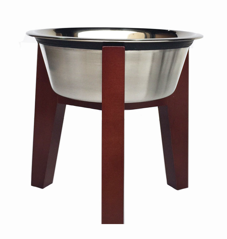 Henry Single Diner - Mid Century Modern Maple Hardwood Stand, Elevated Dog Bowl Food, Water (6" / 10" / 15" Tall)
