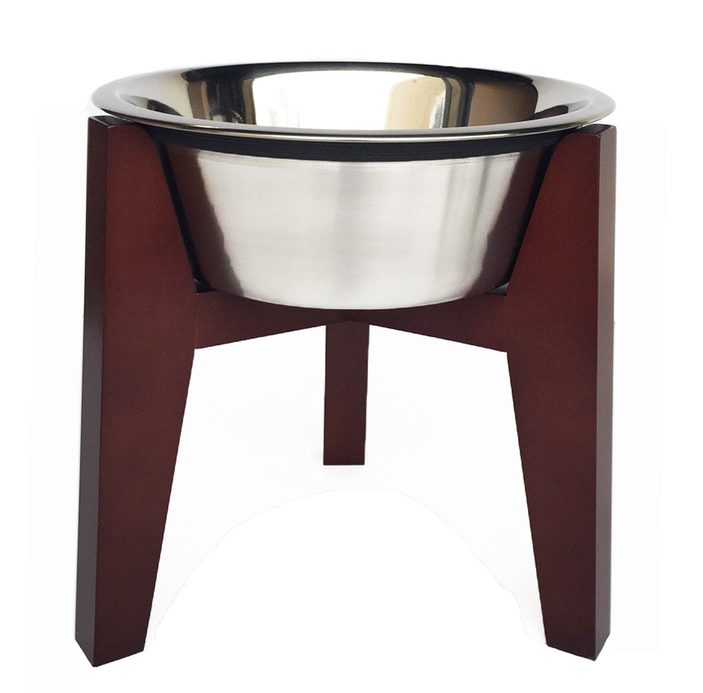 Henry Single Diner - Mid Century Modern Maple Hardwood Stand, Elevated Dog Bowl Food, Water (6" / 10" / 15" Tall)