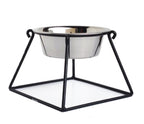 Pyramid Single Diner - Minimalist Wrought Iron Metal Stand, Elevated Dog Bowl (5", 7", 10", 18" Tall)