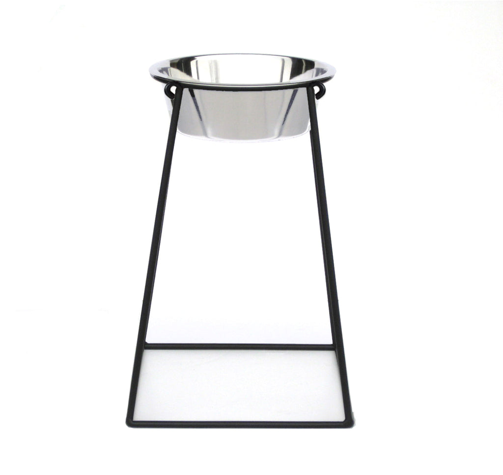Pyramid Single Diner 18" XL - Large Breed Elevated Single Dog Bowl, Minimalist Wrought Iron Metal Stand