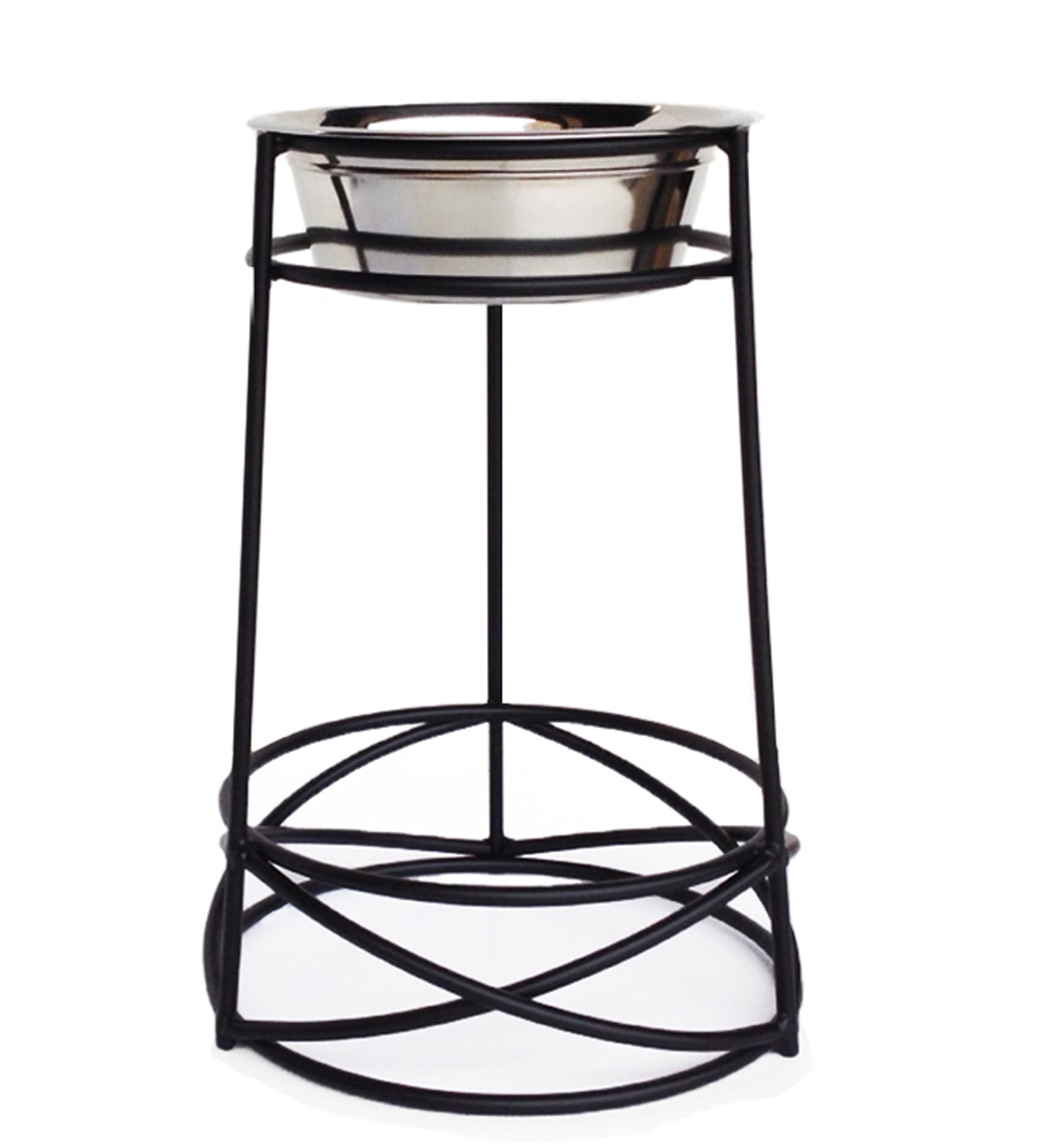 Mesh Single Diner XL - Large Dog, Contemporary Wrought Iron Elevated Dog Bowl Stand (15", 18" Tall)