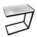 Raja End Table - Modern White Hardwood / Metal Stand, C-Table (24" Tall x 12" Wide x 24" Long)