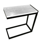 Raja End Table - Modern White Hardwood / Metal Stand, C-Table (24" Tall x 12" Wide x 24" Long)