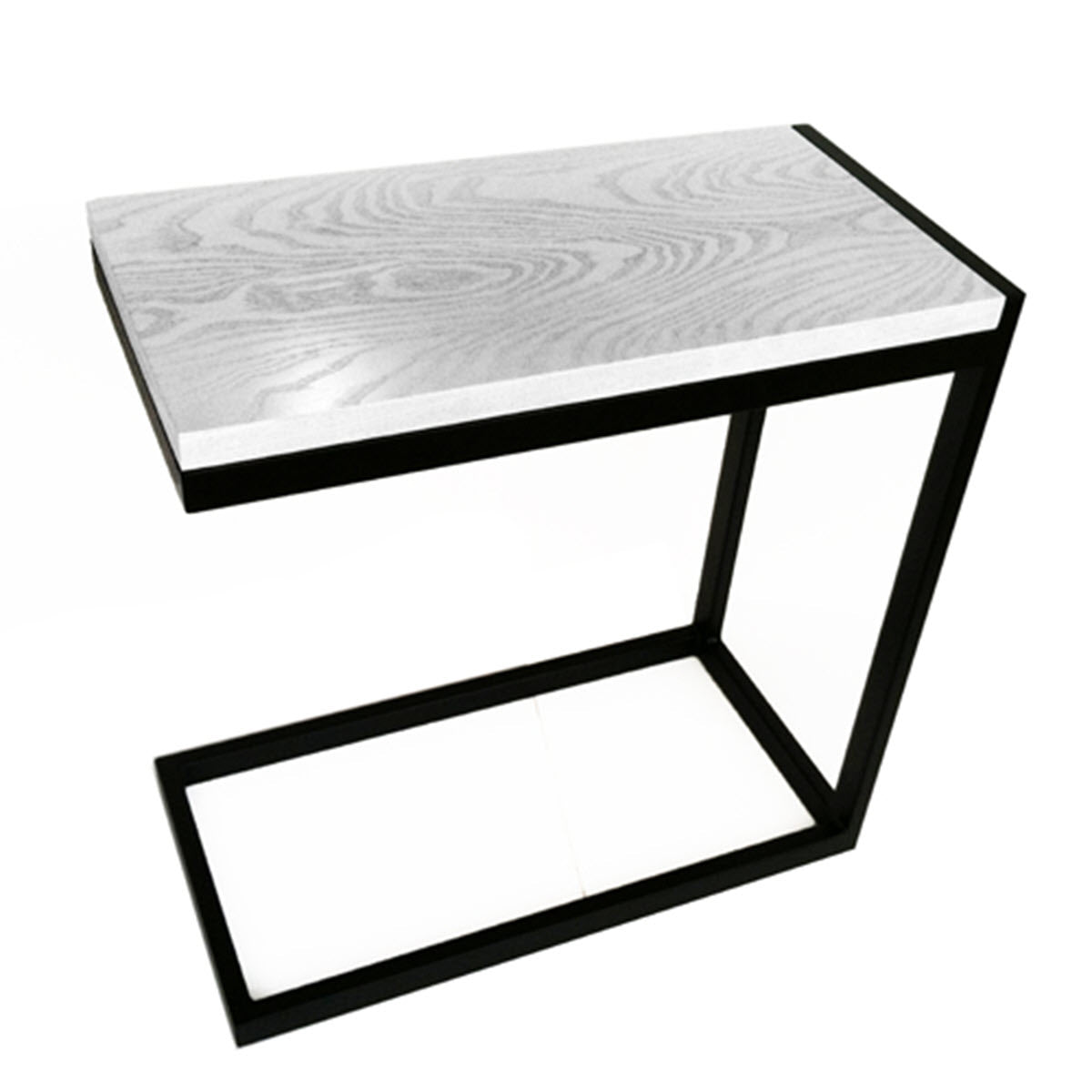 Raja End Table - Modern White Hardwood / Metal Stand, C-Table (24" Tall x 12" Wide x 24" Long)