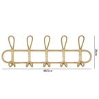 Retro Rattan Wall Hook with 5 Hangers