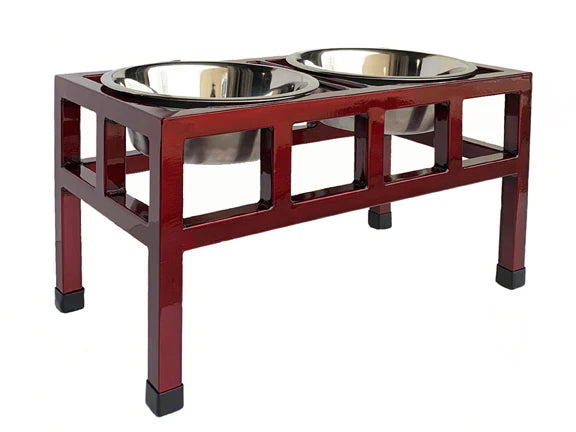 Four Square Double Diner - Modern Architectural Steel Elevated Dog Feeder (5.5" / 12" /  18" Tall)