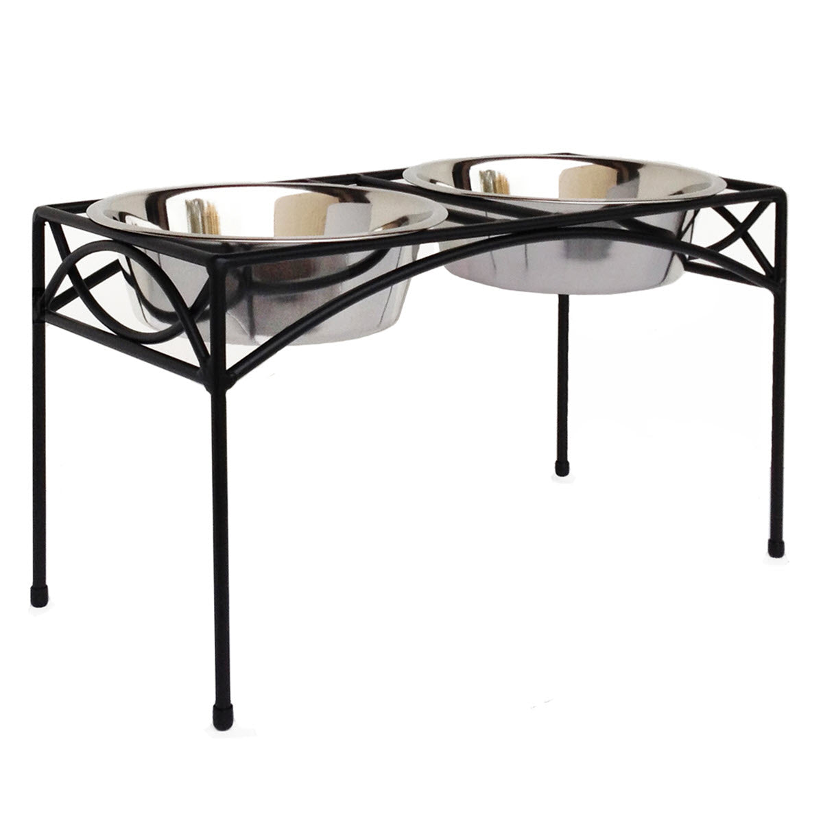Regal Double Diner - Sturdy Wrought Iron Metal, Elevated Dog Bowl Stand (XS 3" / 5" / 7" / 10" / 12" Tall)