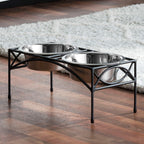 Regal Double Diner - Sturdy Wrought Iron Metal, Elevated Dog Bowl Stand (XS 3" / 5" / 7" / 10" / 12" Tall)