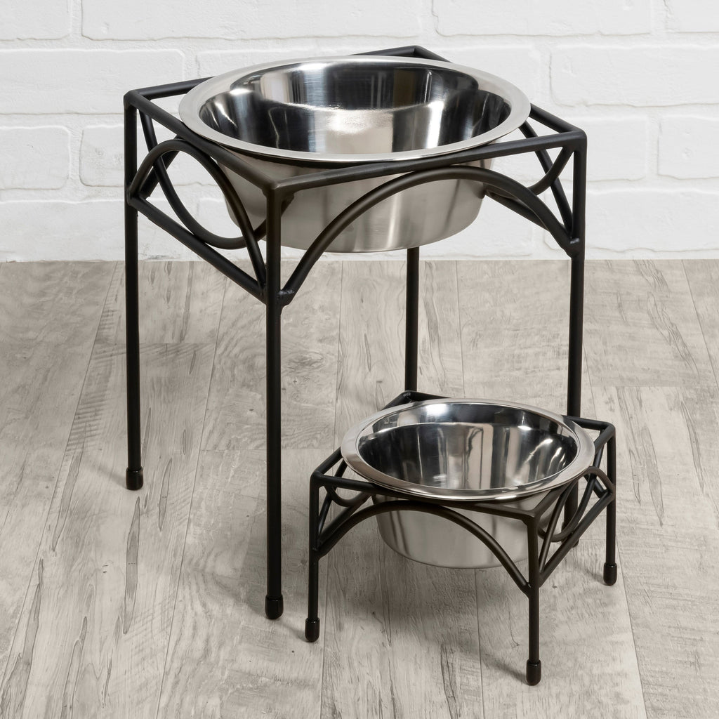 Regal Single Diner - Wrought Iron Metal Stand, Raised Dog Bowl Food, Water (5" / 7" / 12" Tall )