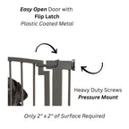 Royal Weave Steel Dog Gate w/ Door (28.5" - 61.5" Extra Wide) Heavy Duty Black Wrought Iron, Indoor Easy Pressure Mounted (No Drill)