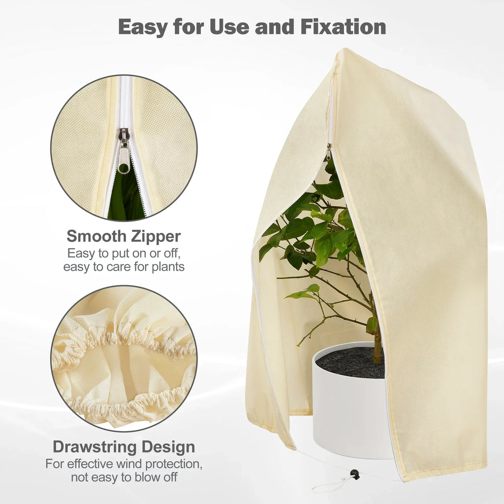 Zevolim| Winter protection cover for plants - Frost protection with zipper and drawstring, breathable for palms and potted plants in the garden