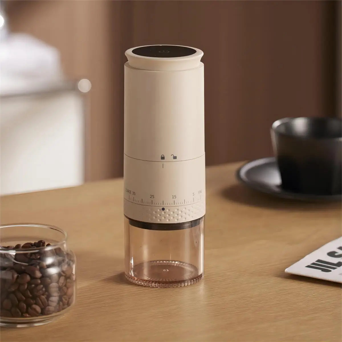 1500mAh Electric Coffee Grinder – Adjustable USB-C Rechargeable Burr Mill for Fresh Coffee