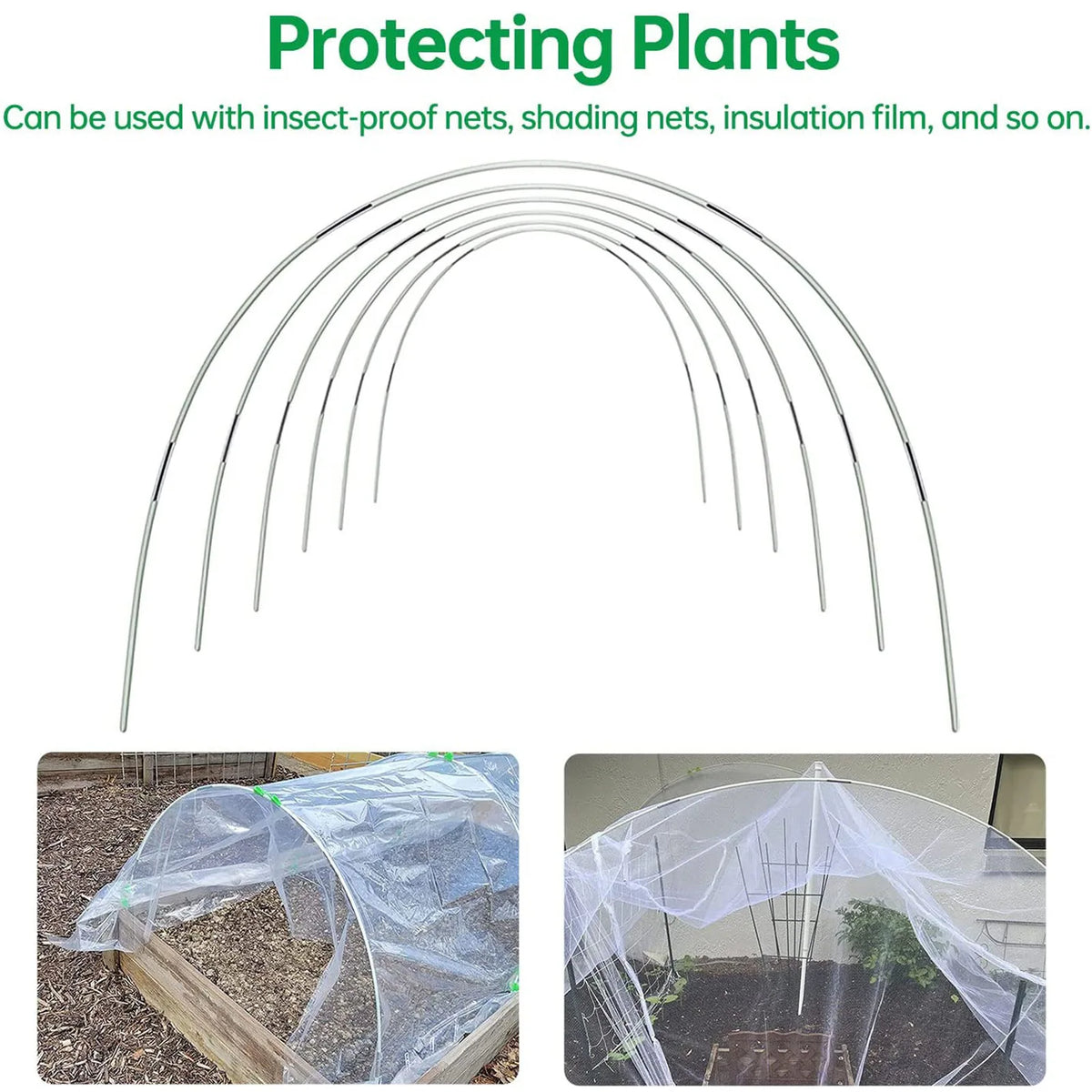Zevolim| Plantura FlexGrow Garden Arch Set made of fiberglass | DIY Plant Tunnel for raised beds & cold frames | Rustproof & Reusable | Including connectors