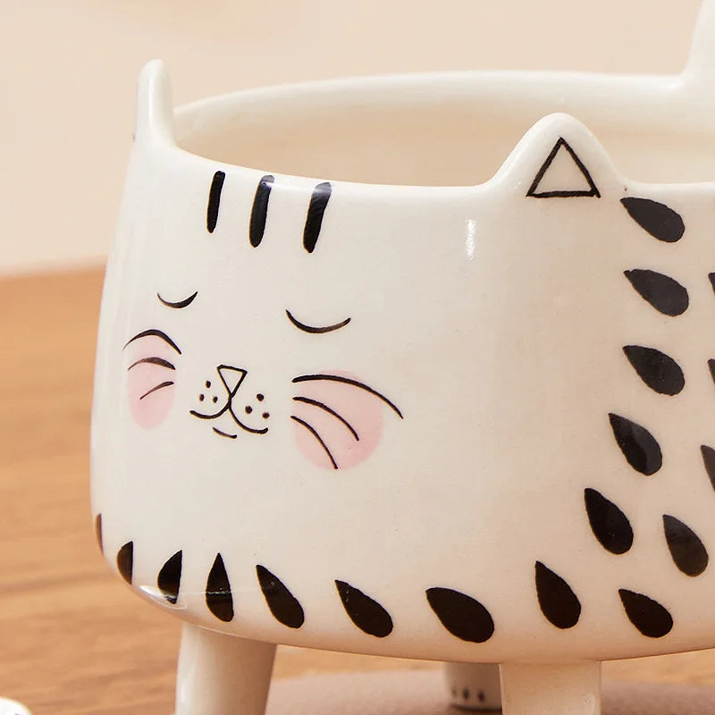 Happy Cat Long Legs Ceramic Mug